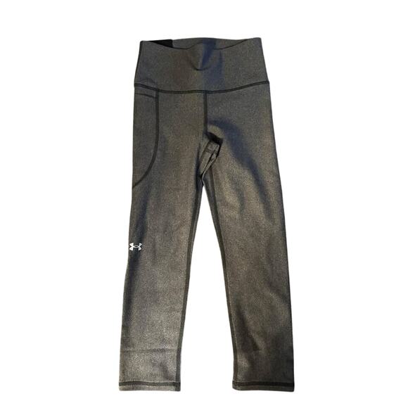 NWT Under Armour Compression Leggings Womens XS Gray Midrise Capri Logo - Picture 1 of 3
